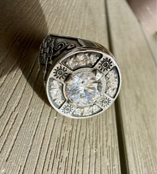 Anillo Plata con Circonita y Diseño Celta