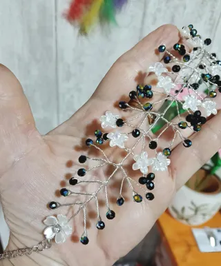 Collar choker flores plateado. Acero