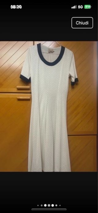 Abito Ruffo pois panna  e blu taglia 44