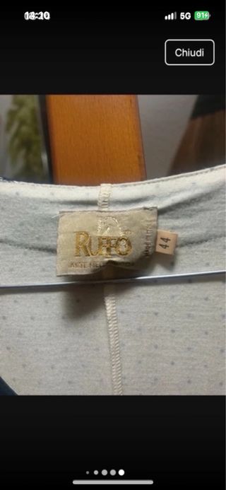 Abito Ruffo pois panna  e blu taglia 44