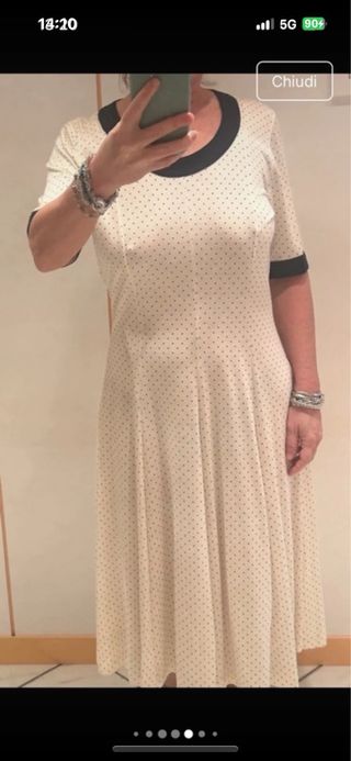 Abito Ruffo pois panna  e blu taglia 44