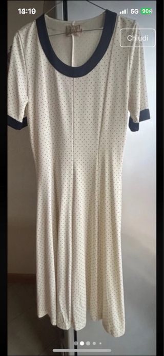 Abito Ruffo pois panna  e blu taglia 44