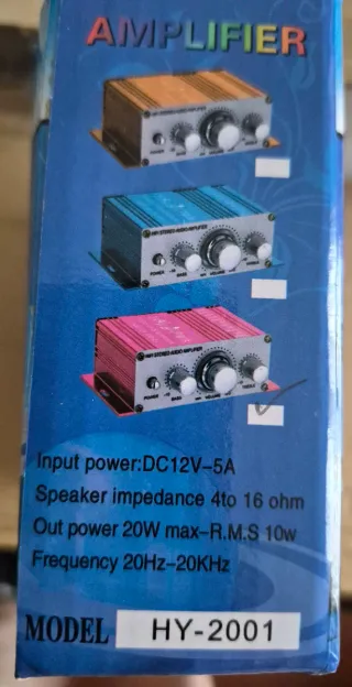 Amplificador Hi-Fi Stereo Audio Rojo/Plata