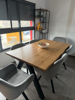 Sillas de comedor grises de terciopelo