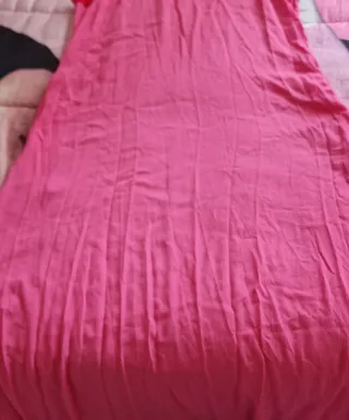 Vestito donna rosa con dettagli rossi