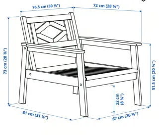 Silla/sillón de terraza de madera de IKEA