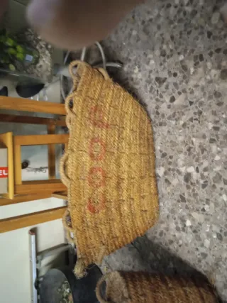 Cestas 2 de mimbre y yute para decoración