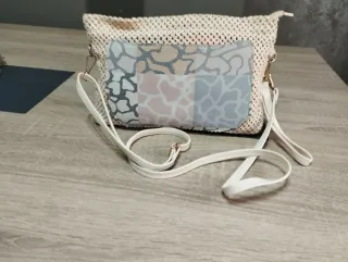 Bolso de mano/bandolera beige y multicolor