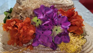 Pamela de paja con flores