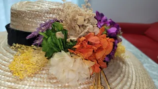 Pamela de paja con flores