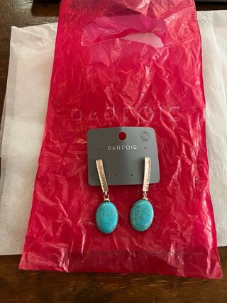 Pendientes Parfois piedra natural turquesa y oro