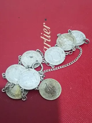 Pulsera monedas plata Alfonso XIII 50 céntimos