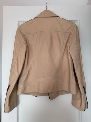 Chaqueta de piel auténtica beige