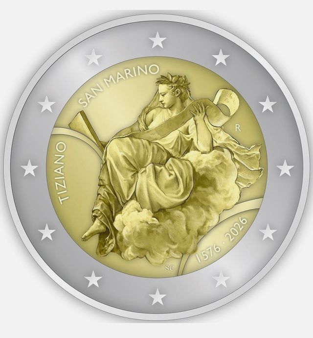 2 euros San Marino 2026 Proof inverso Tiziano
