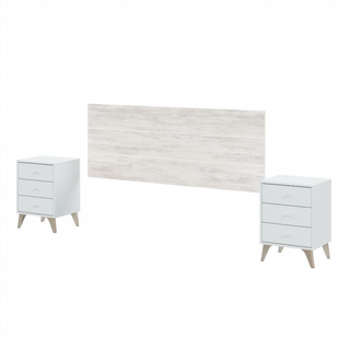 Cabecero Y 2 Mesitas De Noche. Blanco Velho/Blanc