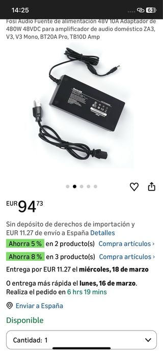 Fosi Audio Fuente 48V 10A