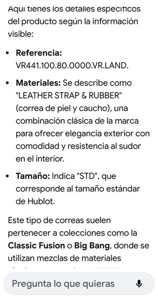 Correa Hublot Roja y Verde