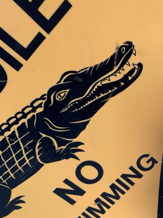 Cartello pericolo coccodrilli vintage