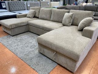 Sofá Cama Chaise Longue Beige CASTLE