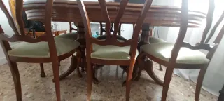 Mesa extensible 1.5m a 3m + 6 sillas