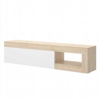 Mueble Bajo Tv Lebo. Blanco Brillo y Nature