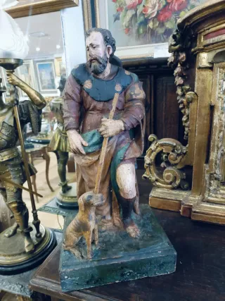 Talla antigua San Roque madera policromada