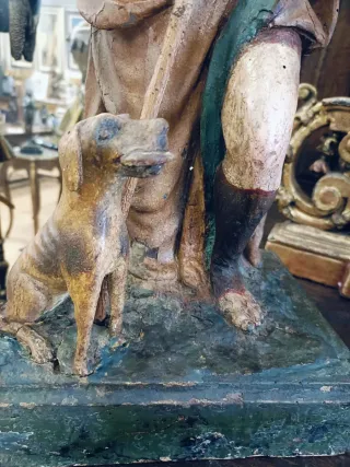 Talla antigua San Roque madera policromada