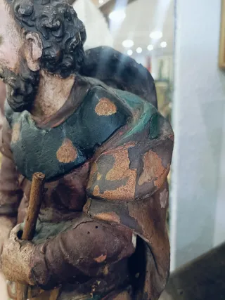 Talla antigua San Roque madera policromada