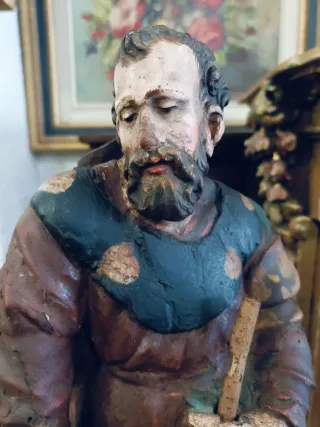 Talla antigua San Roque madera policromada