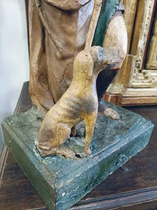 Talla antigua San Roque madera policromada