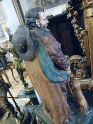 Talla antigua San Roque madera policromada