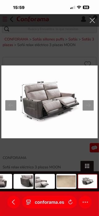 Sofá reclinable eléctrico beige y gris