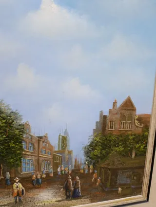 Cuadro al óleo Casas