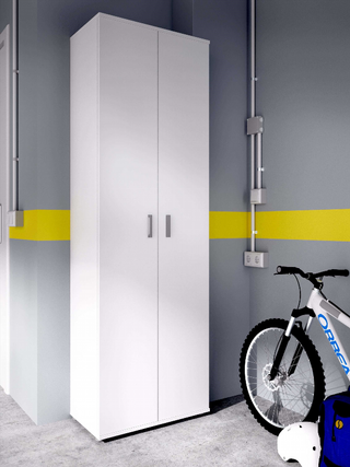 Armario Multiusos 2 puertas + 3 Estantes. Blanco