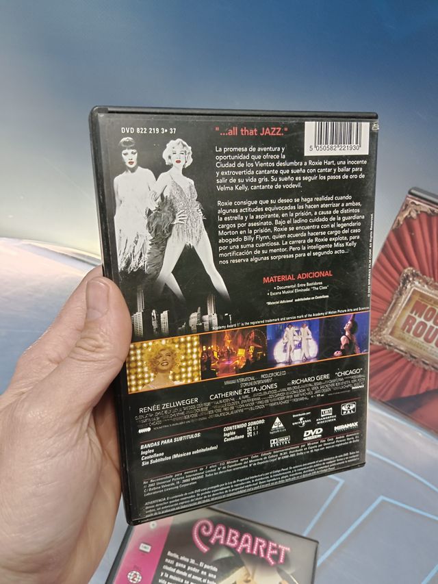 3 DvDs películas musicales, Cabaret-Moulin Rougue!-Chicago