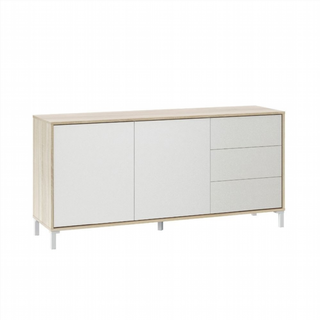 Aparador 2 Puertas 3 Cajones. Blanco Artik/Roble