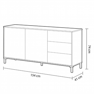 Aparador 2 Puertas 3 Cajones. Blanco Artik/Roble