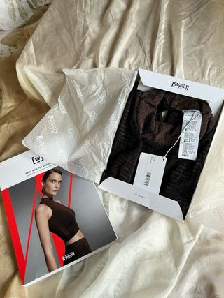 Top Wolford Lujo Marrón Dorado Talla L chic