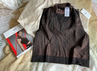 Top Wolford Lujo Marrón Dorado Talla L chic