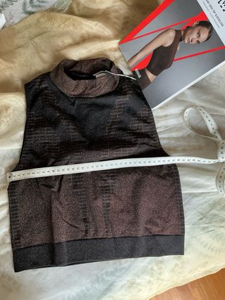 Top Wolford Lujo Marrón Dorado Talla L chic