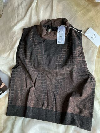 Top Wolford Lujo Marrón Dorado Talla L chic