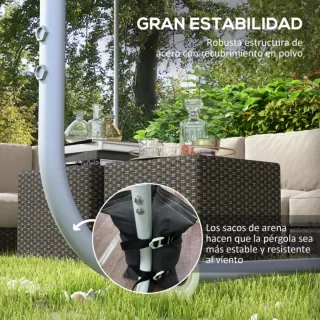 PÉRGOLA MÓVIL 3x3m CON RUEDAS RESISTENTE Y ESTABLE