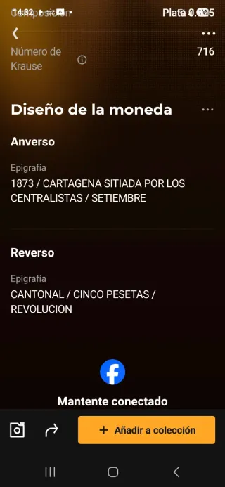 Moneda Por los G. Cent. de la Armada 1873