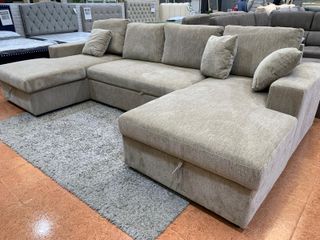 Sofá Cama Chaise Longue Beige