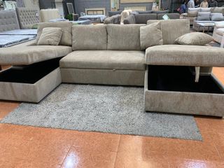 Sofá Cama Chaise Longue Beige CASTLE