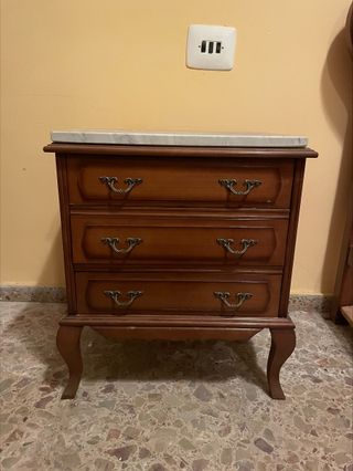 2 Mesitas Noche Antiguas Madera y Mármol