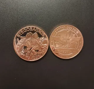 Moneda Onza Cobre Dinosaurio Stegosaurus