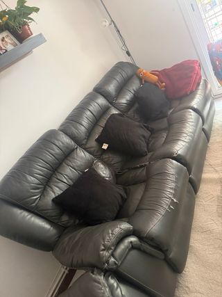 Sofá 3 plazas polipiel negro