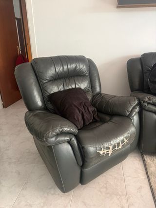 Sofá 3 plazas polipiel negro