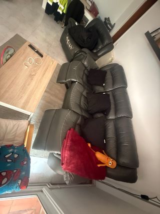 Sofá 3 plazas polipiel negro